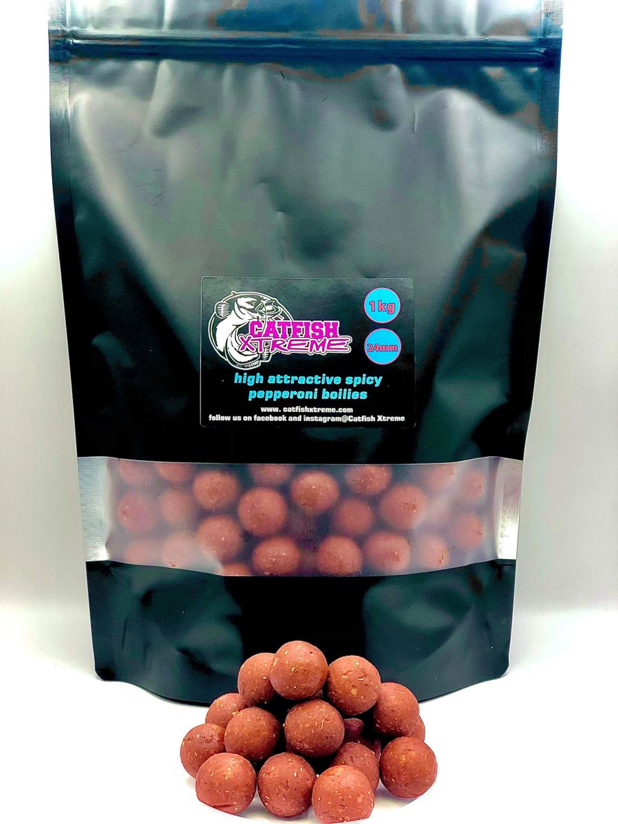 Xtreme spicy pepperoni shelf life boilies 24mm 1kg bags